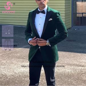 Mens Suits Blazers Anpassad storlek Färg Fashion Velvet Groom Wedding Tuxedos For Men 2 Piece Pants Set Formal Prom Dinner Blazer Masculino 230904