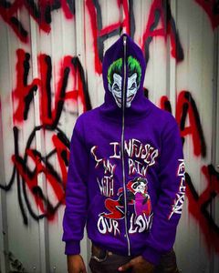 رجال الرجال للرجال Sweatshirts y2k Zipper Hoodie Harajuku Hip Hop Gotham Clowns Print Print Horgeize Sweatshirt Men New Gothic Stack