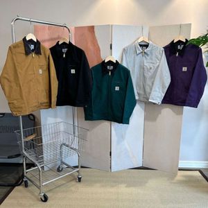 Kobiety zima mężczyźni płótno płaszcz kurtki zamek designerski kurtka carhart vintage kołnierzyka polo odzież robocza męska