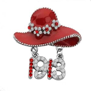 Pins Brooches Custom Design Alloy Metal White Red Crystal Greek Letters Symbol Hat Fraternity 1913 Brooch For Groups Drop Delivery Jew Ote7K