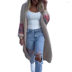 Women's Knits Elastic Fabric Coat Women Cardigan Jacket Stylish Mid-calf Sweater Thick Knitted Tassel With For Winter