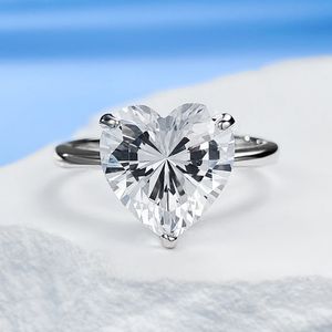 Lovers Heart Lab Moissanite Diamond Pierścień 100% Real 925 Srebrny Party Wedding Pierścienie dla kobiet mężczyzn biżuteria zaręczynowa