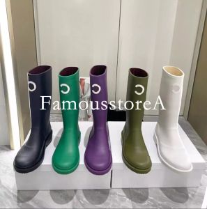 Vantage mittelalterliche Regenstiefel, Schuh für Damen, als Modedesigner-Stiefel, Luxus-Gummi, hohe Qualität, Absatzhöhe 3,5 cm, Rohrhöhe 32 cm, Regenstiefel, Größe 36–40