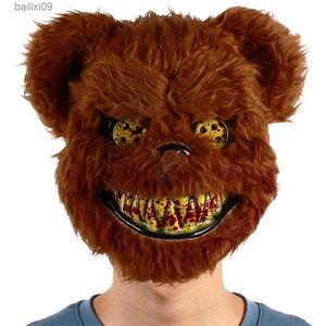 Parti Maskeleri Korkunç Kürklü Oyuncak Ayı Katil Maske Cadılar Bayramı Korku Makyajı Giydirme Yaramazlık Kaçış Odası Cosplay Props T230905