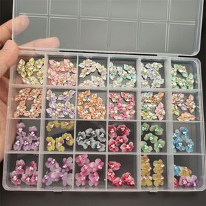 Nagelkonstdekorationer sida blomma 3d akrylblommor nagelkonst dekoration vinter färg löstagbar pom poms söt tecknad jul kawaii nagel charm 230905