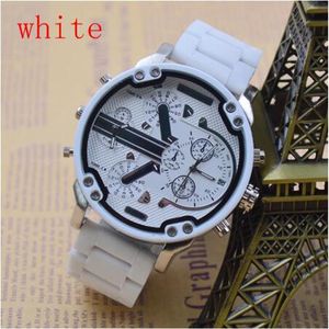 Men's Movement Quartz Watch Multi-function Multi Time zone White Silicone Strap Automatic Date Military Troops Wrist Watches 173e