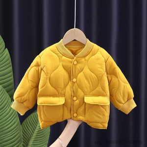 Down Coat Autumn Winter Boy Girl Baby Solid Fashion Jacket Children Thick Warm Tops Kid Cottom Simple Casual Coat Infant Clothes R230905