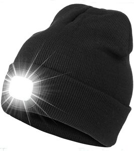 Beanie/Totenkopfkappen, LED-Scheinwerferkappe, Winter, warm, kalter Schutz, Strickmütze, Nachtwandern, Angeln, Glühen, Beanie-Hüte, Unisex, Outdoor-Mode, Scheinwerfer 230905