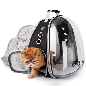 YUEXUAN Front Expandable Cat Dog Backpack Carrier, Fit Up To 20 Lbs, Space Capsule Bubble Window Pet Carrier Backpack for Large Fat Cat and Small Puppy