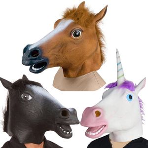 Halloween Masks Latex Horse Head Cosplay Animal Costume Set Theater Prank Crazy Party Props Head Set Horse Mask Dog Horse Masks 22171u