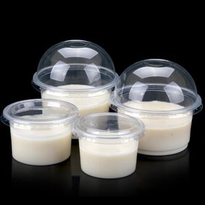 100 Set Bicchieri per budino usa e getta Bicchieri per salsa in plastica con coperchio per gelatina Ciotola per dessert yogurt piccola mini scatola per feste a casa Matrimonio 4 5 8 10oz2465