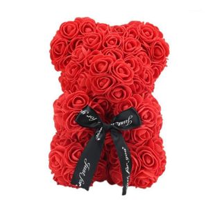 VKTECH Regalo di San Valentino 23 cm Rosa rossa Orsacchiotto Fiore di rosa Decorazione artificiale per Natale Regalo di compleanno di San Valentino249f