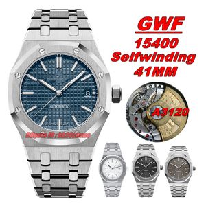 GW Factory Relógios GWF V2 15400 Selfwinding 41MM Cal.3120 Automatic Mens Watch Blue Dial Pulseira de Aço Inoxidável Gents Relógios de Pulso