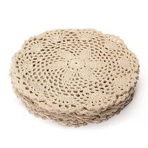 12pçs tapete de algodão vintage redondo, doilies de renda de crochê, porta-copos de flores, lote de mesa decorativa, acessórios de artesanato t2005214h