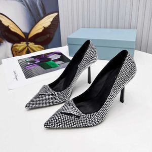 2022 Spring New Single Shoe Rhinestone Thick Heel High Heels French Girls' Net Red Pointed Fashion Wedding Shoes Women's Shoes 230904