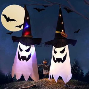 Dekoracja imprezy Halloween Dekoracja LED Flash Light Gypsophila Ghost Festival Dress Up Glowing Wizard Ghost Hat Lamp Horror Atmosphere Room x0905