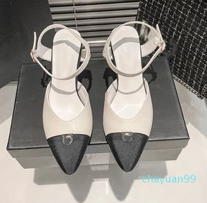 Nuove scarpe formali Baotou in vera pelle firmate a punta bocca bassa tacco piatto tacco alto scarpe da donna classico colore abbinato sandali moda cava laterale