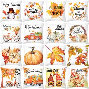 CushionDecorative Pillow Hello Autumn Pumpkin Case for Sofa Thanksgiving Harvest Holiday Covers Polyester Cushion Cover 45x45cm Home Decor 230904