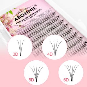 Falska ögonfransar Abonnie Premade Volume Fans Short STEM 3D4D5D6D ryska ögonfransförlängning Mink All Size Lashes Tray 230904