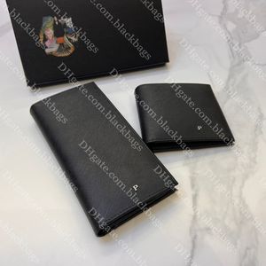 Carteira masculina clássica preta, carteira de cartão de designer, bolsa de moedas masculina, capa de cartão de crédito dobrável de alta qualidade para presente de natal