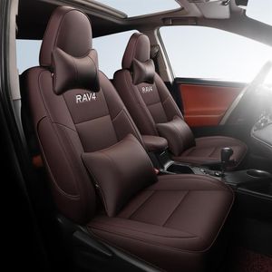 Anpassad fit Full Set Car Seat Covers för Toyota RAV4 2013 2014 2015 2016 2017 2018 2019 med vattentät läder Black289f