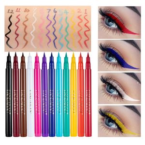 Eye ShadowLiner Combinazione Impermeabile Arcobaleno Opaco Colorato Matita per occhi liquidi Matita per eyeliner di colore bianco rosa Penna per trucco Trucco Cosmetici a lunga durata 230904