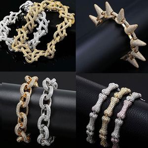 Braccialetti in oro ghiacciato Gioielli Hip Hop da uomo Cool CZ Stone Luxury Deisnger Uomo Micro Pave Cubic Zirconia Diamanti simulati Hip ho306v