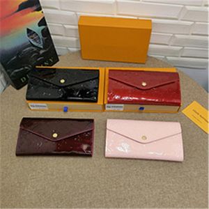 Leather SARAH Wallets Women Embossed Envelope Hasp Long Wallet Card Holder Flower Clutch Purses With Box206P