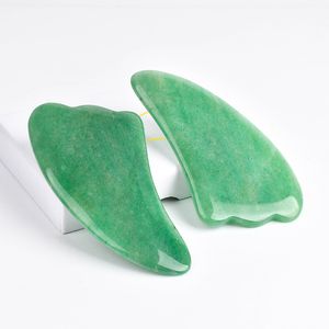 Hornform Jade Gua Sha ansiktsverktyg Natural Stone Health Care Green Neck Spa Akupunktur Skrapa Jade Massager Huvud ansikte Massage