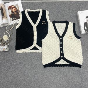 Brooch Women Knitted Waistcoat Fashion Casual Coat Loose Knit Cardigan Coat Sleeveless Vest Lace Pullover Tops