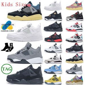 Jumpman 4s Baby Basketball Shoes Kids Military Black Trainers Kid Fire Red 4 Black Cat All White Pink Infant Boys Girls Toddlers Baby Red Thunder Infrared Sneakers