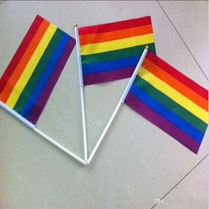 Banner arcobaleno di piccole dimensioni 5 x 8 pollici 14 x 21 CM bandiera del gay pride 100 PZ LOT249w