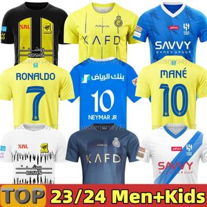 2023 2024 Al Nassr FC Ronaldo Soccer Jerseys Men Kids Kit Al Hilal Saudi CR7 Football Shiirt Benzema Neymar JR Fans Player Version Jersey Saudi Arabia