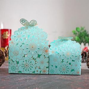 Presentförpackning 10st Golden Hollow Butterfly Candy Bag Box Package Wedding Favor Boxes Tack födelsedagsfestväskor212e