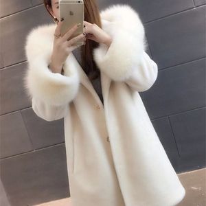 Женское пальто из искусственного меха на осень-зиму с капюшоном из искусственного волоса, модное пальто, элегантный тонкий топ 230904