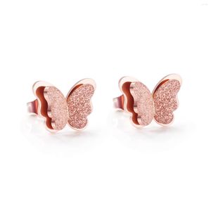 Stud Earrings Rose Gold Silver Color Butterflies Luxury For Women/Girls Sweet Elegant Wedding Jewelry Aretes De Mujer