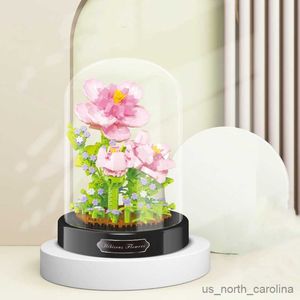 Blocos de flores blocos de construção criativo cactus hibisco flor planta blocos brinquedos diy decoração desktop brinquedos para meninas presentes r230905