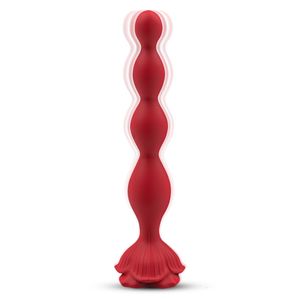 Brinquedos Anal Vibrando Beads Rose Vibrador Butt Plug Massageador de Próstata Vagina Mamilo Clit Estimulador Masturbador Ânus Sex Toy 230904