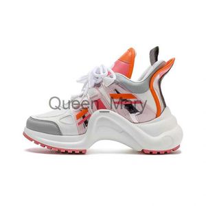 Kleid Schuhe 2023 Neue Heiße Verkauf Plattform Turnschuhe Frauen Leder Flache Schuhe Frauen Chunky Turnschuhe Luxus Marke Jelly Orange Casual schuhe Frauen J230905