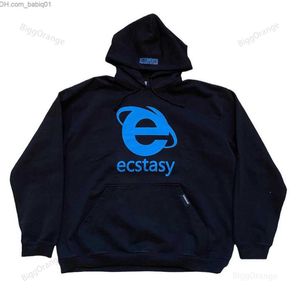 Men's Hoodies Sweatshirts Y2K Hooded Sweatshirt Men Hip Hop Blue Letter Print 2023 Fashion Casual Long Sleeve Loose Plus Size Hoodie Tops Streetwear T230905