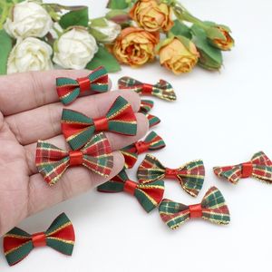 Noel Dekorasyonları 50 PCSLOT Organza Şerit Bow Tie Baskılı Rulo El yapımı DIY Hediye Sarma Dekor Craft 230905