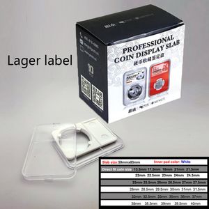 Depolama Sahipleri Raflar 10 Parça 27mm ~ 40mm Lager Etiket PS Malzemesi PCCB Para Döşeme Döşemeleri Sovenir Toplama Kılıf Kutusu Beyaz Renk 44 Farklı Boyutlar 230905