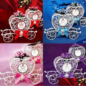 Gift Wrap Heart-Shaped Metal White Carriage Candy Chocolate Box Girls Princesses Birthday Party Sweets Favours Decoration Xmas Drop De Dhcu0