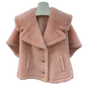 Mulheres jaquetas inverno lã casacos moda teddy curto grosso manga quente turn down collar outerwear td5847 230904