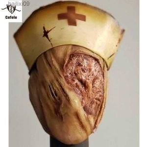 Máscaras de festa Jogo Quente Silent Hill Faceless Enfermeira Cosplay Máscara Horror Sangrento Máscaras de Látex Halloween Traje Adereços para Adultos de Alta Qualidade T230905