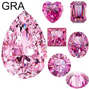 Loose Diamonds Pink Loose 100% Real Lab Gemstone Stones For Women Jewelry Diamond Ring Material GRA RoundPearEmeraldOval Cut 230904