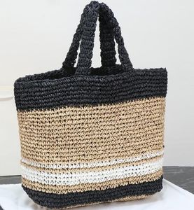 Projektant mody puste torby plażowe Klasyczna kobieta Summer Raffia Weave Słomka Women Torby na zakupy torebka Biała różowa letnia nadmorska torba na ramię