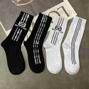 Hosiery Designer 2023 New Womens Socks, Fashionable Handmade Sequins, Medium Tube Stockings Three-Bar Alphabet Printing, Trendy for Women 359Q