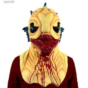 Máscaras de festa monstro peixe criatura máscara halloween assustador vestir-se látex novidade traje cabeça cheia máscaras de terror t230905