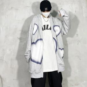 Kawaii Wzorka długi rękaw punkowy street street unisex harajuku z kapturem z kapturem europejski i amerykański vintage męski bluza z kapturem Hip Hop Bluza